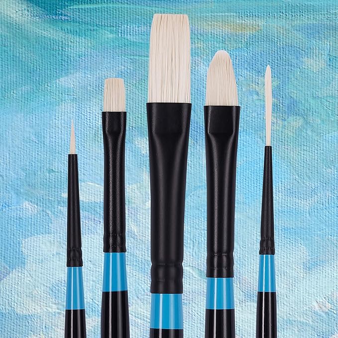 Princeton Aspen 6500 5pc Professional Paint Brushes - Princeton Acrylic Brushes - Synthetic Oil Painting Brush for Oil Acrylic & Gouache - Filbert Striper Flat & Round Set of Art Brush