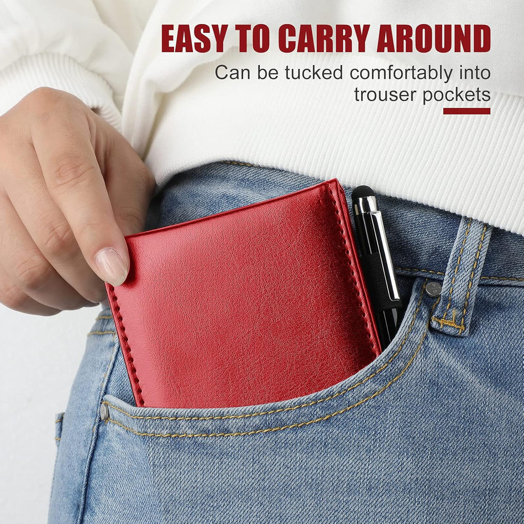 Outus 10 Pcs Pocket Notebook with Pen Set Included Mini Pocket Notepad Holder with 50 Lined Sheets, Metal Pen, 8 Pcs 3 x 5 Inch Memo Book Refills, 30 Lined Paper Per Note Pad (Red)