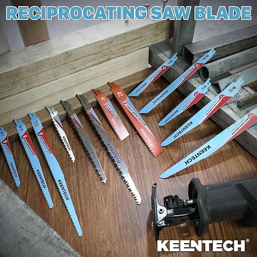 KEENTECH Carbide Sawzall Blades for Hard & Heavy Metal Cutting, 6 Inch 8 TPI, Heavy Duty Reciprocating Saw Blade with High Cutting Speed For Thick Metal, Cast Iron, Alloy Bolt, Stainless Steel, 3 Pack