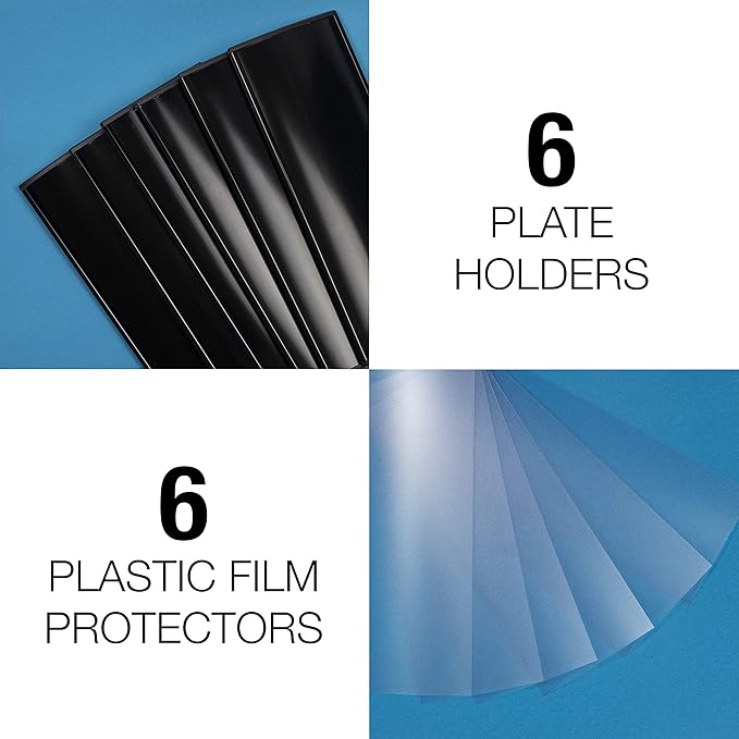 Set of 6 –Sturdy & Elegant Black Aluminum Wall Mount Name Plate Holder, Office Business Door Curved Sign Holder with Adhesive Tape, 8” X 3” - Plastic Film Included, Paper Inserts NOT Included