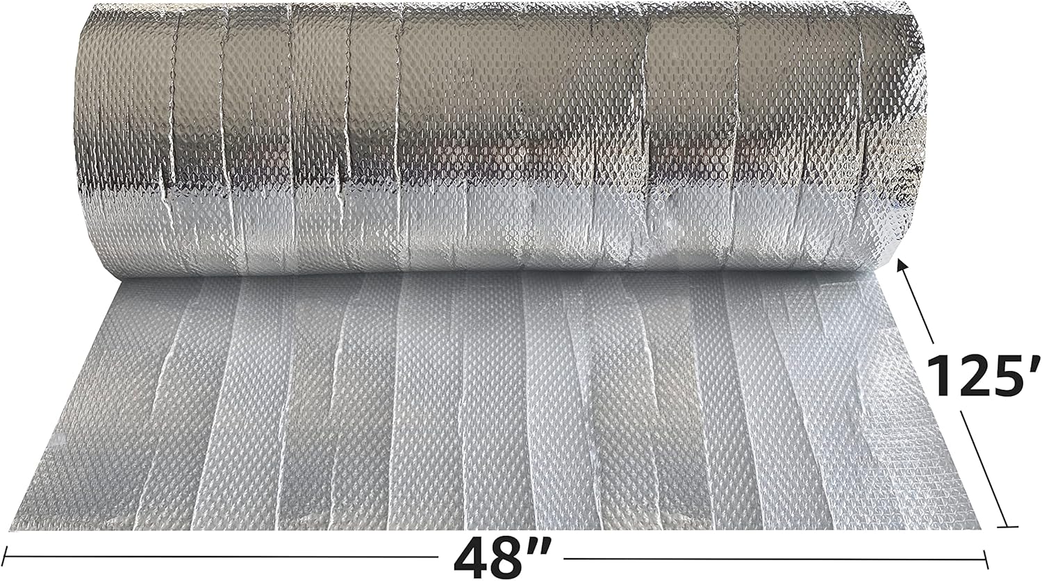 USA Reflective Insulation Bubble Roll, 48" Width x 125' Length, Bubble Pack, Colder Climates, One-Sided Thermal Bubble Roll, Radiant Barrier Bubble Wrap