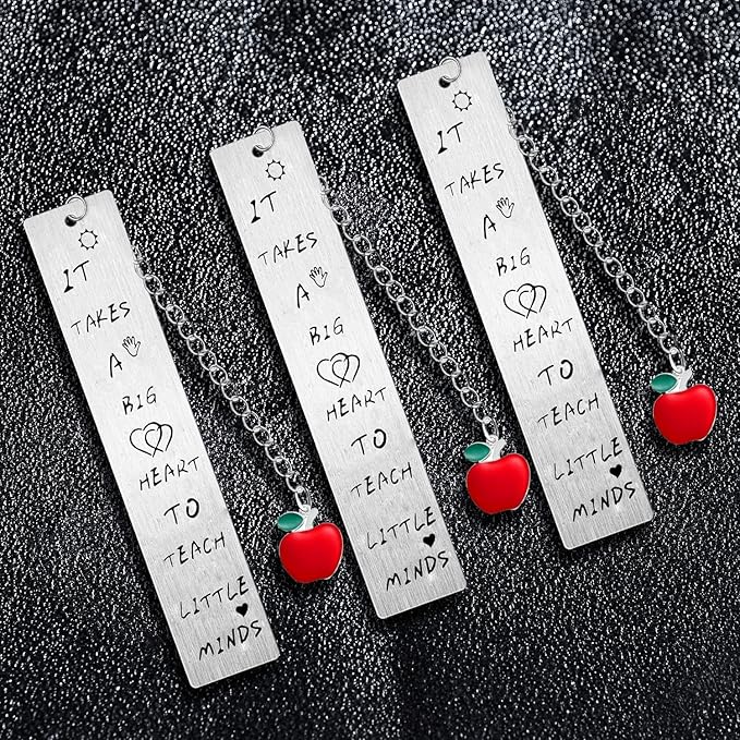 3PC Big Hearts to Teach Little Minds Teacher Bookmark Presents Retirement Christmas Birthday Thank You Bookmark Gift for Teacher