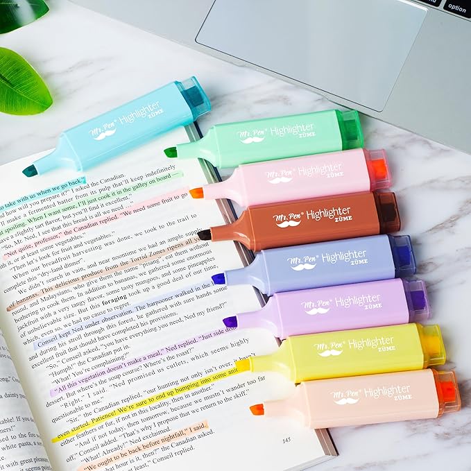 Mr. Pen- Pastel Highlighter, 8 pcs, Tank Style, Chisel Tip, Cute No Bleed Bible Highlighter, School Supplies