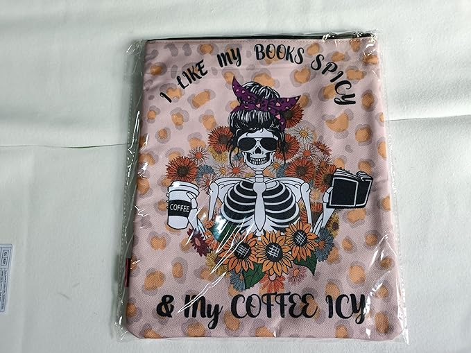 LParkin I Like My Books Spicy and My Coffee ICY Book Sleeve with Zipper for Book Lovers Cover Gift (I Like My Books Spicy and My Coffee ICY)