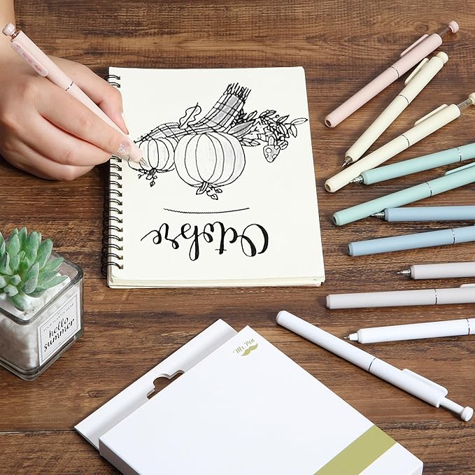Mr. Pen- Retractable Gel Pens, 12 Pack, Black Ink, Soft Pastel Barrel Gel Pens Fine Point 0.5mm, Retractable Pen, Cute Pen