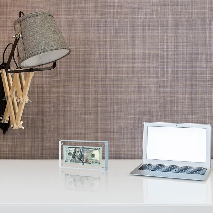 Dollar Bill Frame Display Acrylic Dollar Bill Holder 3.9X7.8Inch Thickened Frame for Dollar Bill Display Case Magnet Currency Display Frame Self Standing for Money Ticket Picture Photos Display Case