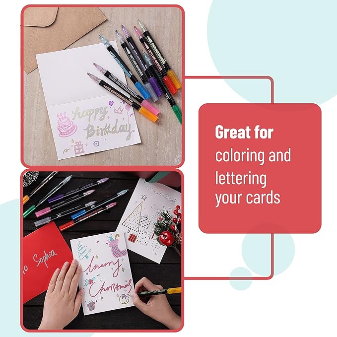 Mr. Pen- Double Line Outline Markers, 10 Colors, Self-Outline Metallic Markers, Outline Pens, Craft Pens