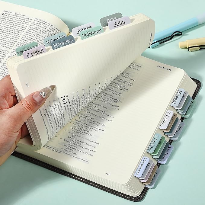 Mr. Pen- Bible Tabs, 75 Tabs, Coastal Meadow, Laminated Bible Tabs for Women and Men, Bible Tabs for Study Bible, Bible Index Tabs, Bible Book Tabs, Bible Labels Tabs, Mr Pen Bible Tabs