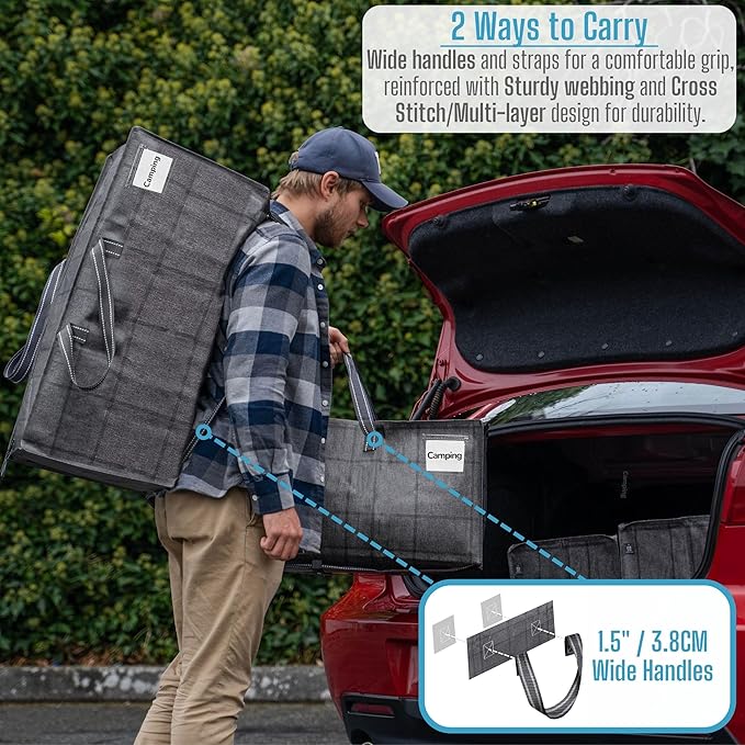 VENO 6 Pack Moving Bags w/Backpack Straps, Moving Boxes & Storage Bins Alternative, Packing Supplies, Camping Accessories Totes for Storage, Dorm Room Essentials Storage Bags (Windowpane, 6 Pack)