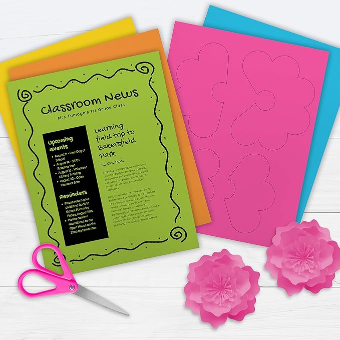 Printworks Neon Colored Paper, 24 lb, 5 Assorted Florescent Colors, FSC Certified, 100 Sheets, 8.5 x 11 Inch (00579), Single