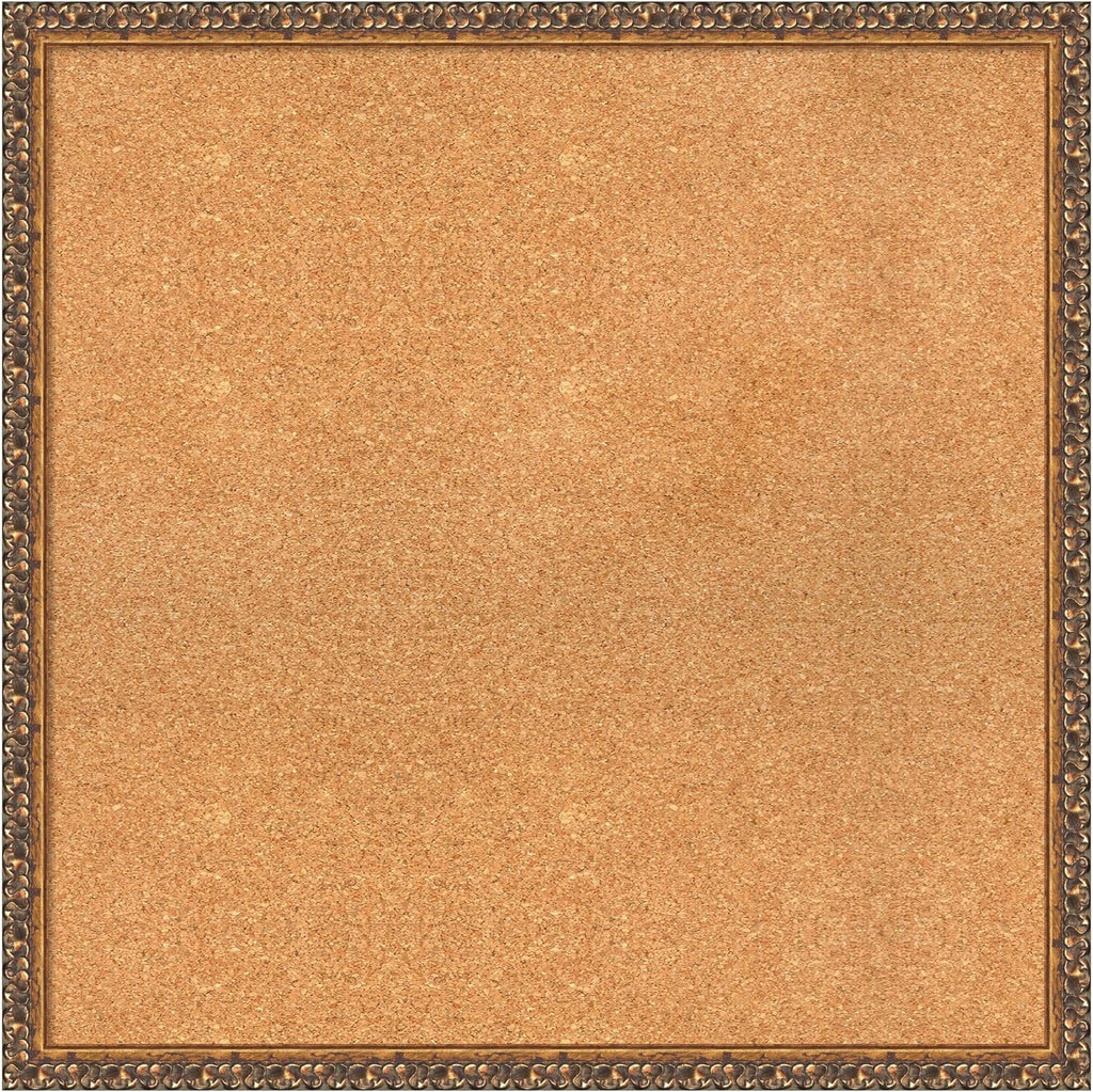 Amanti Art Natural Cork Board for Wall, 28x28 Vision Board with Bronze Frame, Large Corkboard Office Decor for Home Organization, Traditional Corkboard Pinboard to Display Items for Home Organization