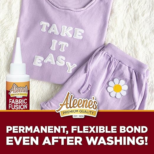 Aleene's Fusion Fabric Adhesive 2 fl oz 3-Pack, Washable Fabric Glue for Clothes, Denim, Leather, Patches, Polyester, Cotton, Fabrics, Dries Flexible