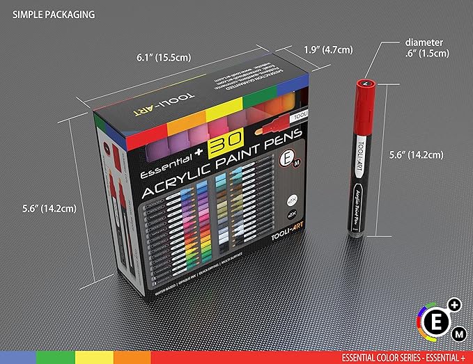 Acrylic Markers, Paint Pens Assorted Vibrant Markers for Rock Painting, Canvas, Glass, Mugs, Wood, Ceramic, Fabric, Metal, Scrapbooking. Non Toxic, Quick Dry, Multi-Surface, Lightfast (MEDIUM)