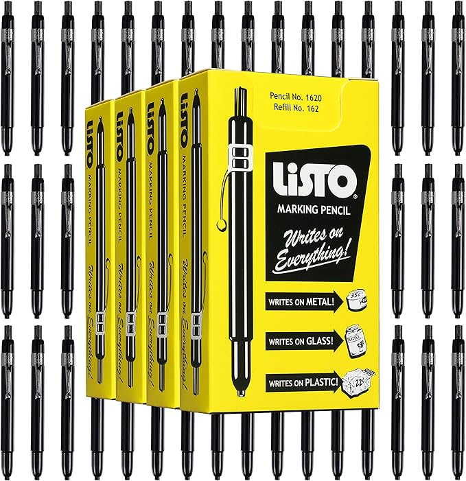 Listo 1620 BLACK COLOR - China Markers/Grease Pencils/China Marking/Pencils/Wax Pencils - Made in USA (48)