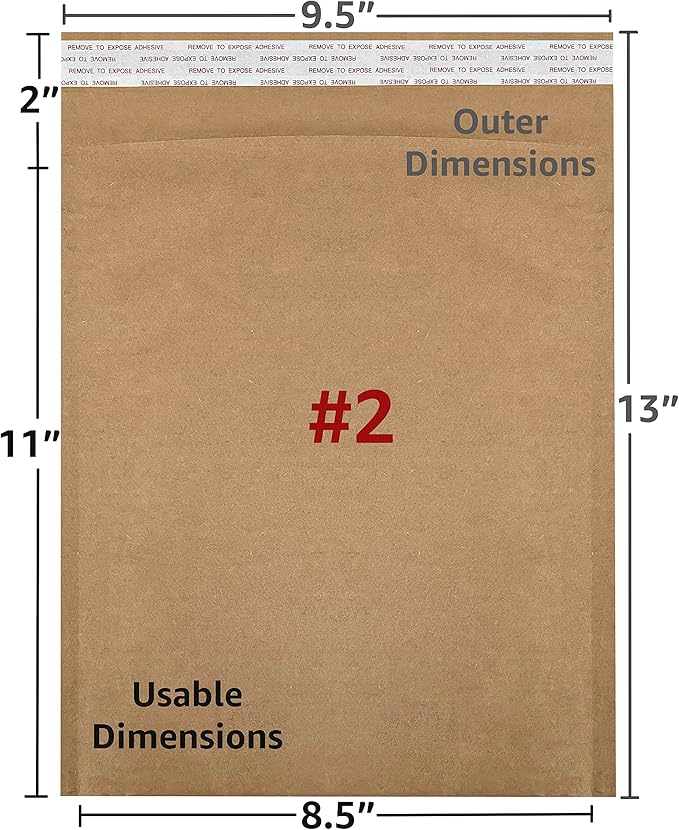 Honeycomb paper padded envelope sealable mailers (30, #2-8.5" x 11")