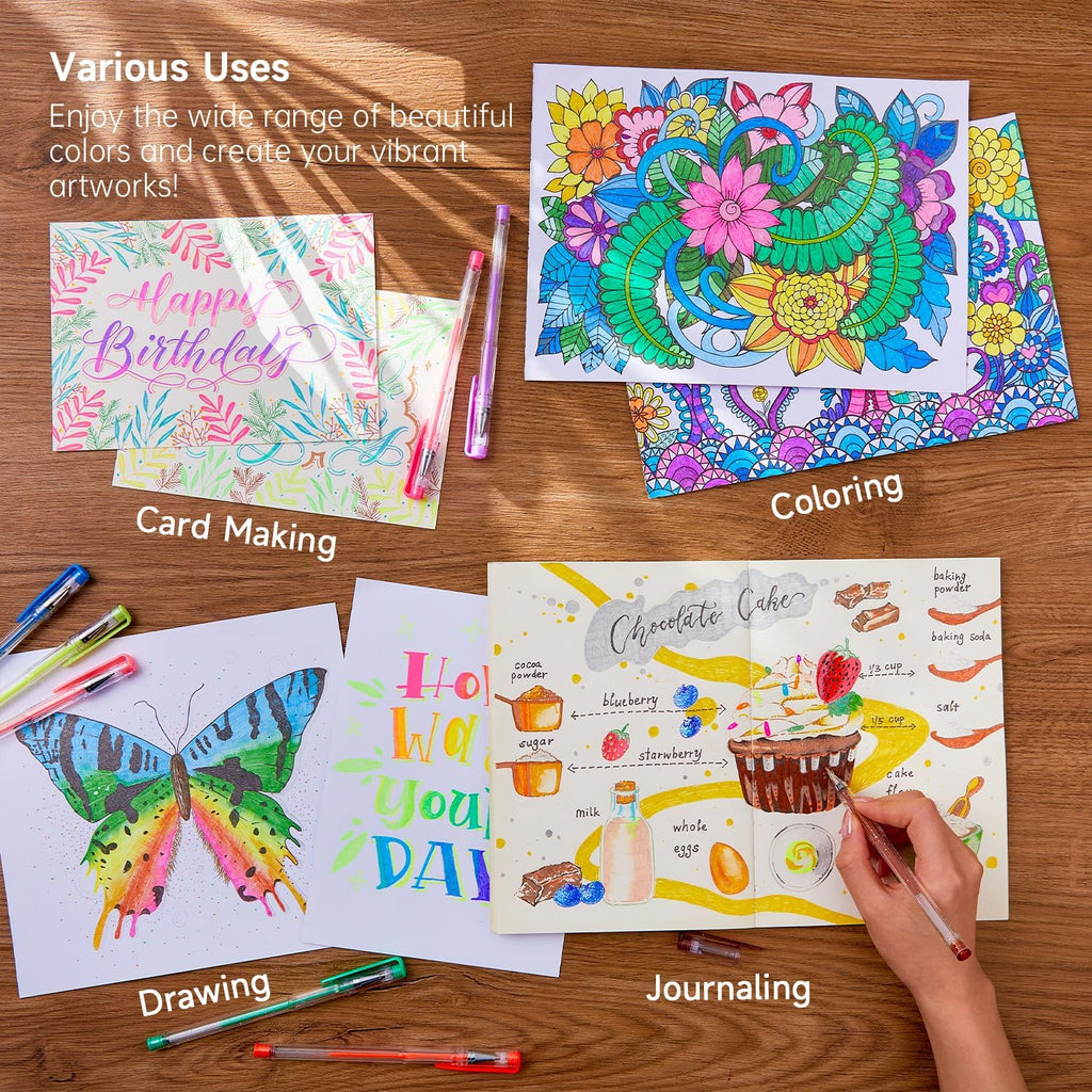 108 Colors Gel Pens Set, Gel Pens for Adult Coloring Books Journals Drawing Doodling Art Markers