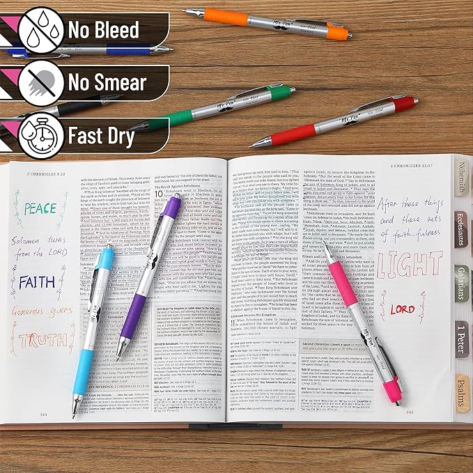 Mr. Pen- Bible Pens, 8 Pack, Assorted Color Pens, Bible Pens No Bleed Through, Bible Journaling Pens, No Bleed Pens, Bible Journaling Supplies, Non-Bleed Fine Point Pens, Colorful Bible Pen