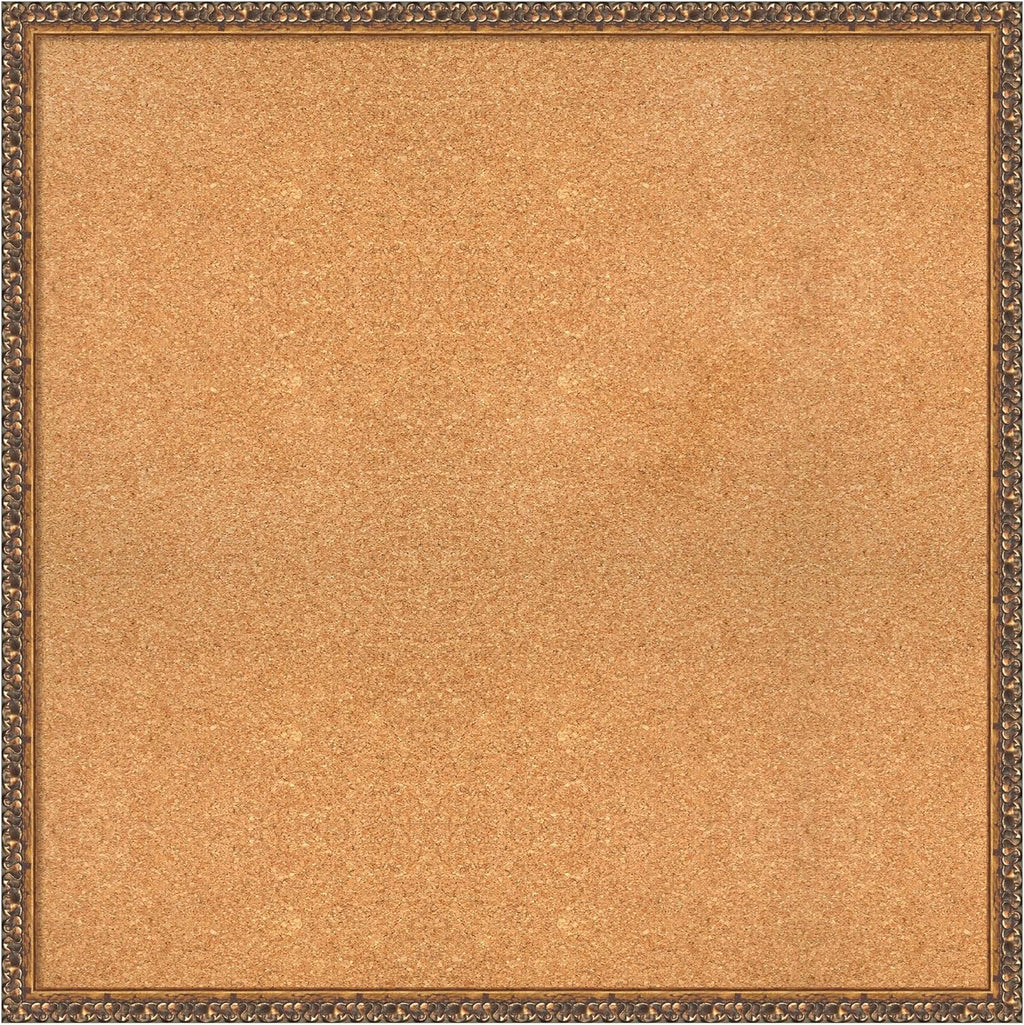 Amanti Art Natural Cork Board for Wall, 34x34 Vision Board with Bronze Frame, Large Corkboard Office Decor for Home Organization, Traditional Corkboard Pinboard to Display Items for Home Organization