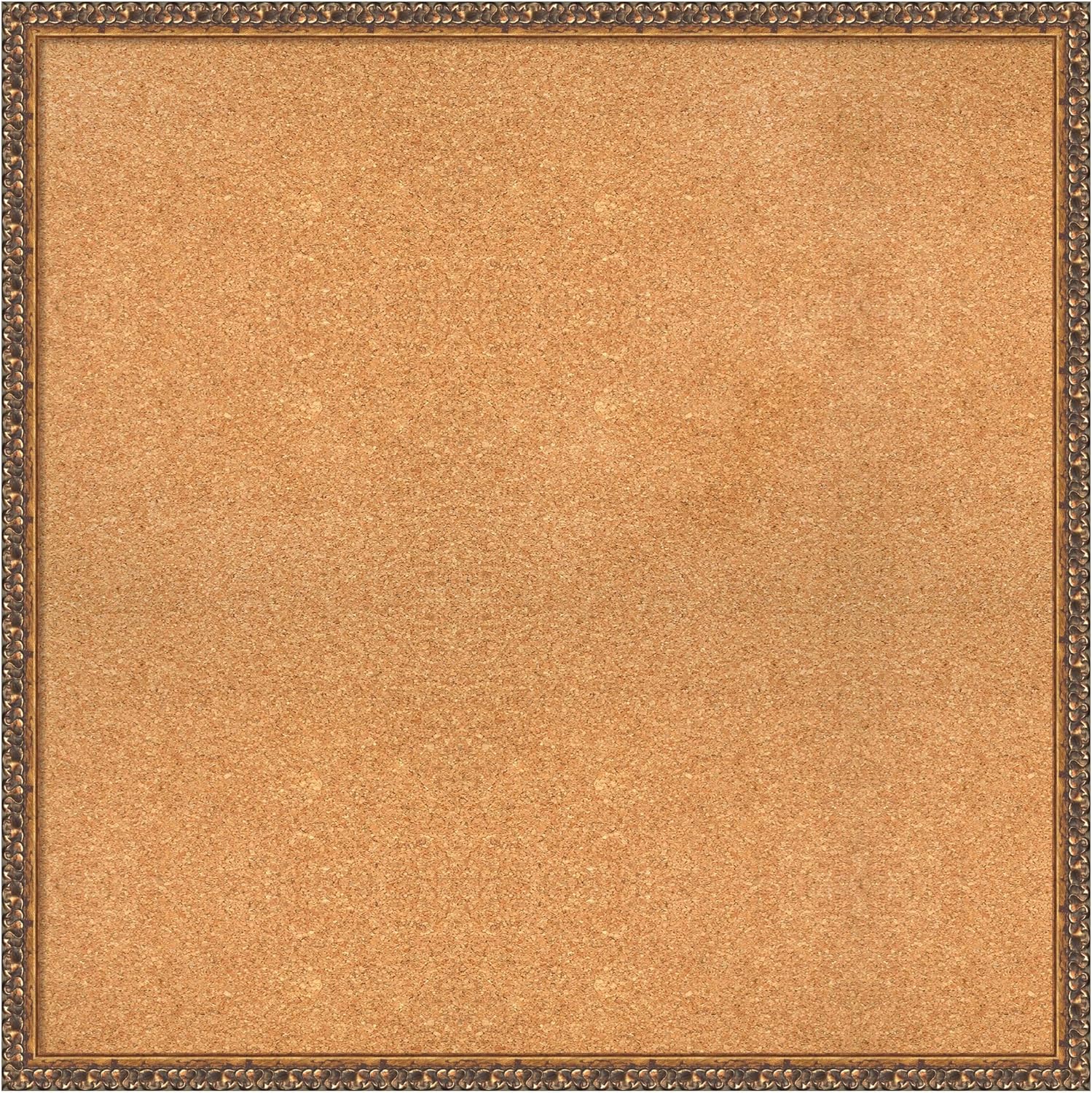 Amanti Art Natural Cork Board for Wall, 34x34 Vision Board with Bronze Frame, Large Corkboard Office Decor for Home Organization, Traditional Corkboard Pinboard to Display Items for Home Organization