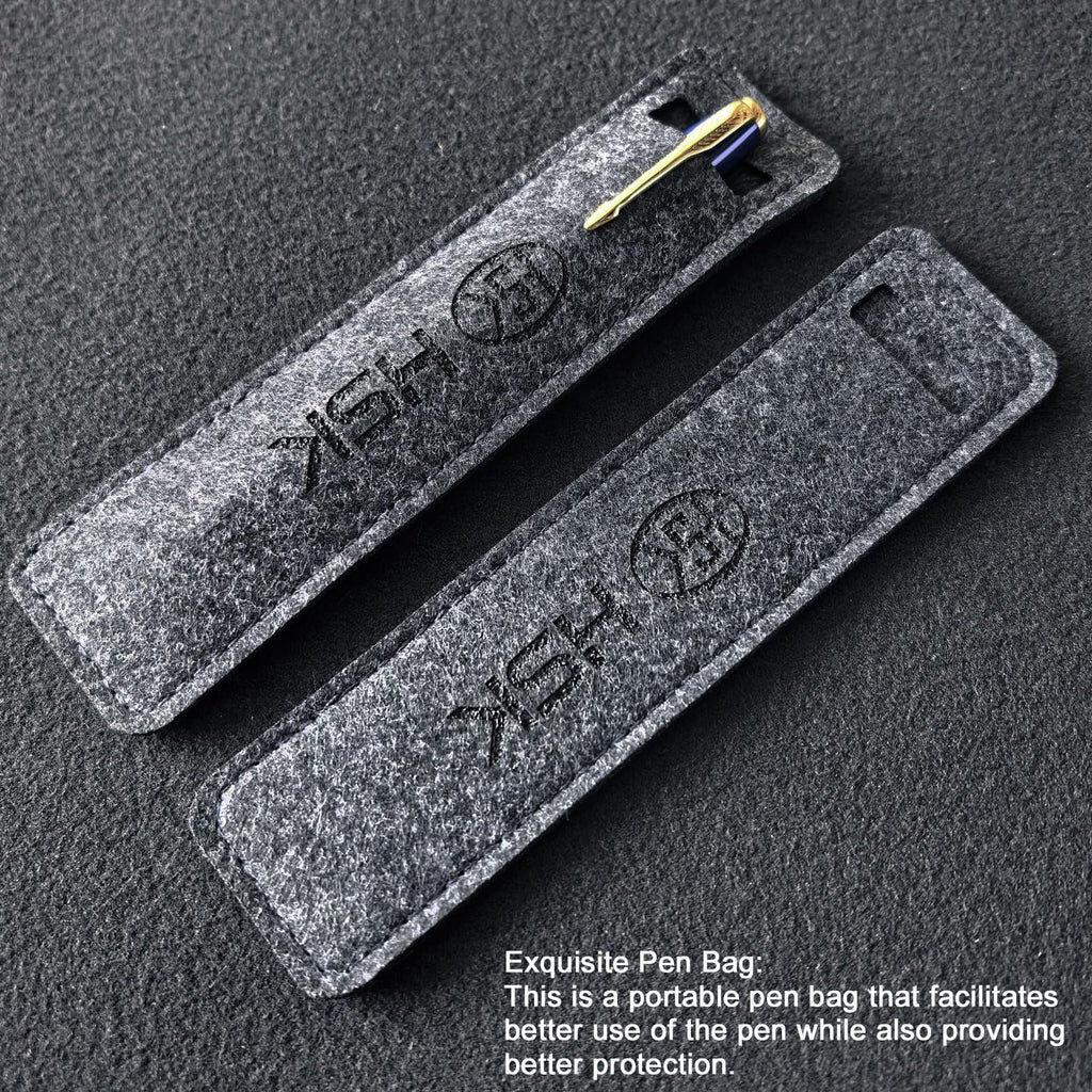 HSK Ballpoint Pens Executive Fountain Pen with Gold Trim, Gift Box Set, Available in Black, Red, Navy Blue,Black Refill Line width 0.5mm (Blue)