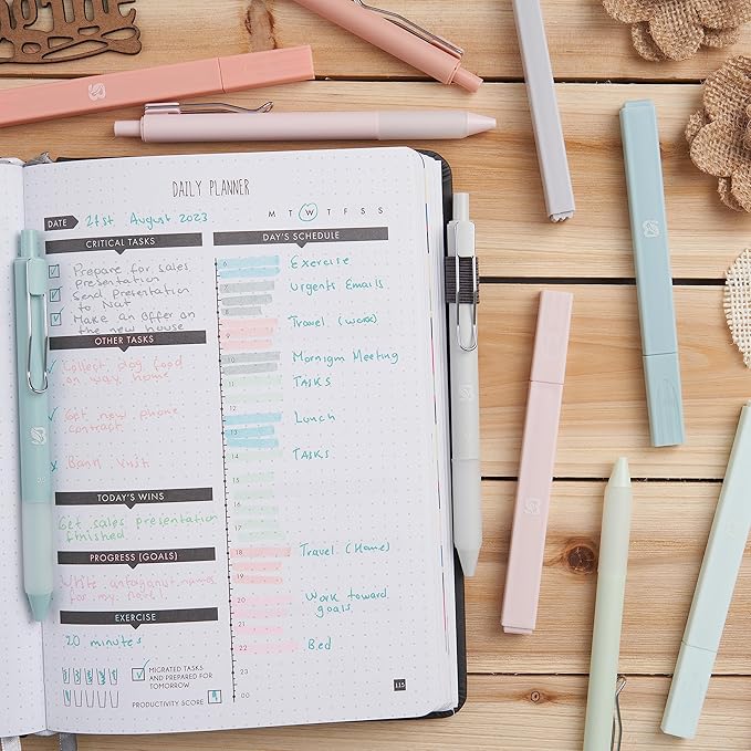 BLIEVE - Aesthetic Highlighters and Gel Pens With Soft Ink And Tip, Bible Highlighters and Pens No Bleed, Dry Fast Easy to Hold, for Bible Journaling Planner School Supplies (Pastel)