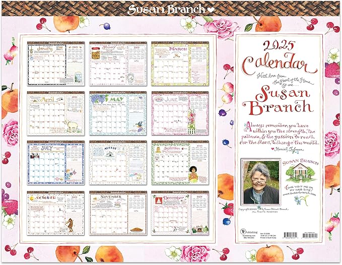 TF PUBLISHING 2025 Susan Branch Large Desk Pad Monthly Blotter Calendar - 12 Month Desktop Calendar - For Office Desk or Wall - Tear-Off Pages with Large Monthly Grids - Horizontal - 22” x 17”