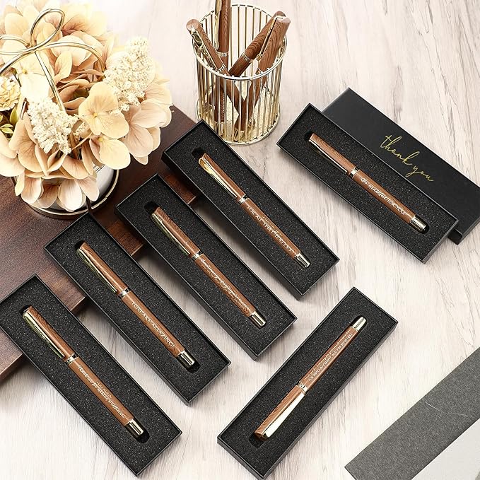PerKoop 10 Set Thank You Gifts Inspirational Ballpoint Pens with Gift Boxes Bulk Appreciation Party Favors for Employee Coworker Staff Team Friends Office Supplies(Natural,Mixed)