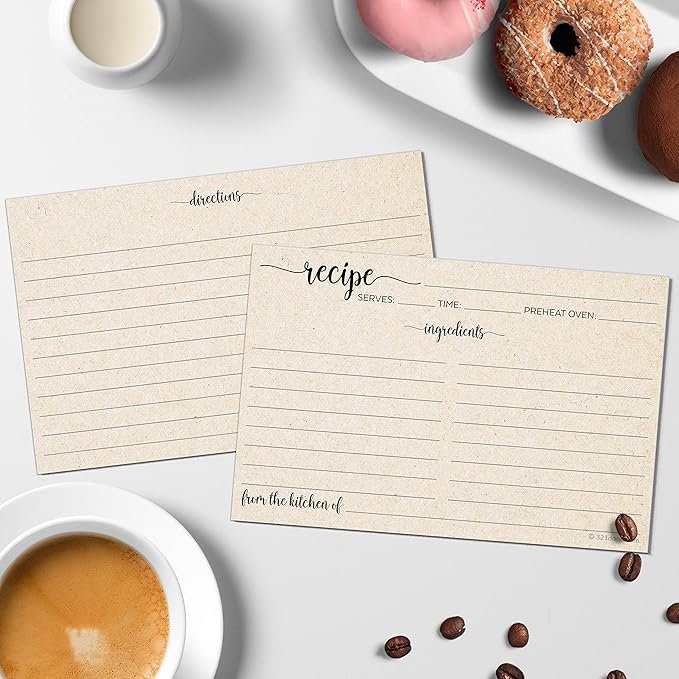 321Done Recipe Cards (Set of 50) 4x6 - Rustic Kraft Tan - From the Kitchen Of - Large Double-Sided Premium for Weddings, Bridal Shower, Baby - Made in USA - Minimalist