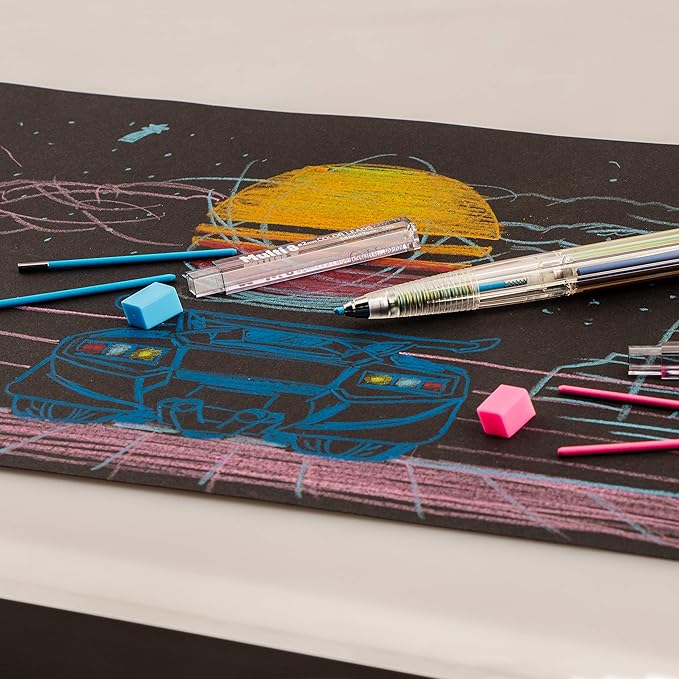 Pentel Arts 8 Color Mechanical Pencil, Assorted Accent Clip Colors, 1 Pencil (PH158)