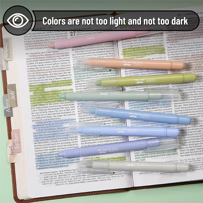 Mr. Pen- Gel Highlighter, 8 Pack, Morandi & Vintage Colors, Bible Highlighters No Bleed, No Bleed Highlighters, Bible Highlighter, Bible Markers, Gel Highlighters for Bibles, Highlighter
