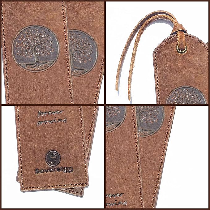 Tree of Life Leather Bookmark Handmade - 2 Genuine Leather Bookmarks for Men and Women with Unique Tree of Life Design - Perfect Book Lovers Gift for Bookworms and Readers