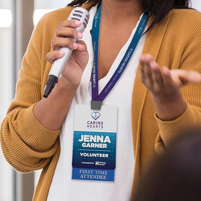 Conference Badge Ribbons with Adhesive, 4 x 1-5/8”, 100pk (50 Attendee, 20 First Time, 10 Sponsor, 10 Exhibitor, 10 Speaker), Satin