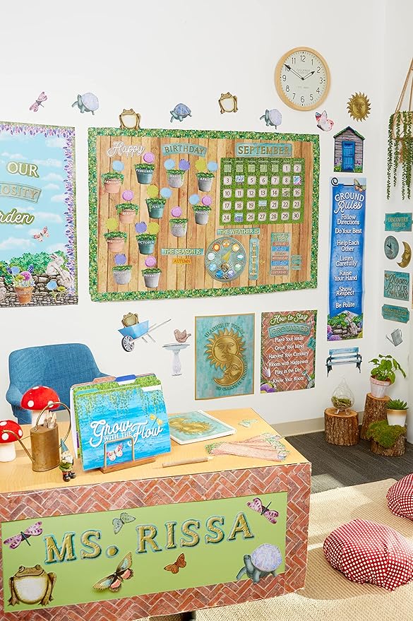 Eureka Curiosity Garden Paper Cut-Out Classroom Decorations for Teachers, 36 Pieces