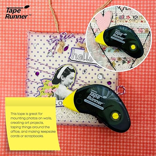 Tape Runner - Double Sided Adhesive with Dispenser Roller Included - Acid Free, Sticky, Clear & Transparent - Ideal for Scrapbooking, Crafts & More - Boomerang (417 inches per cartridge), 5 Cartridges