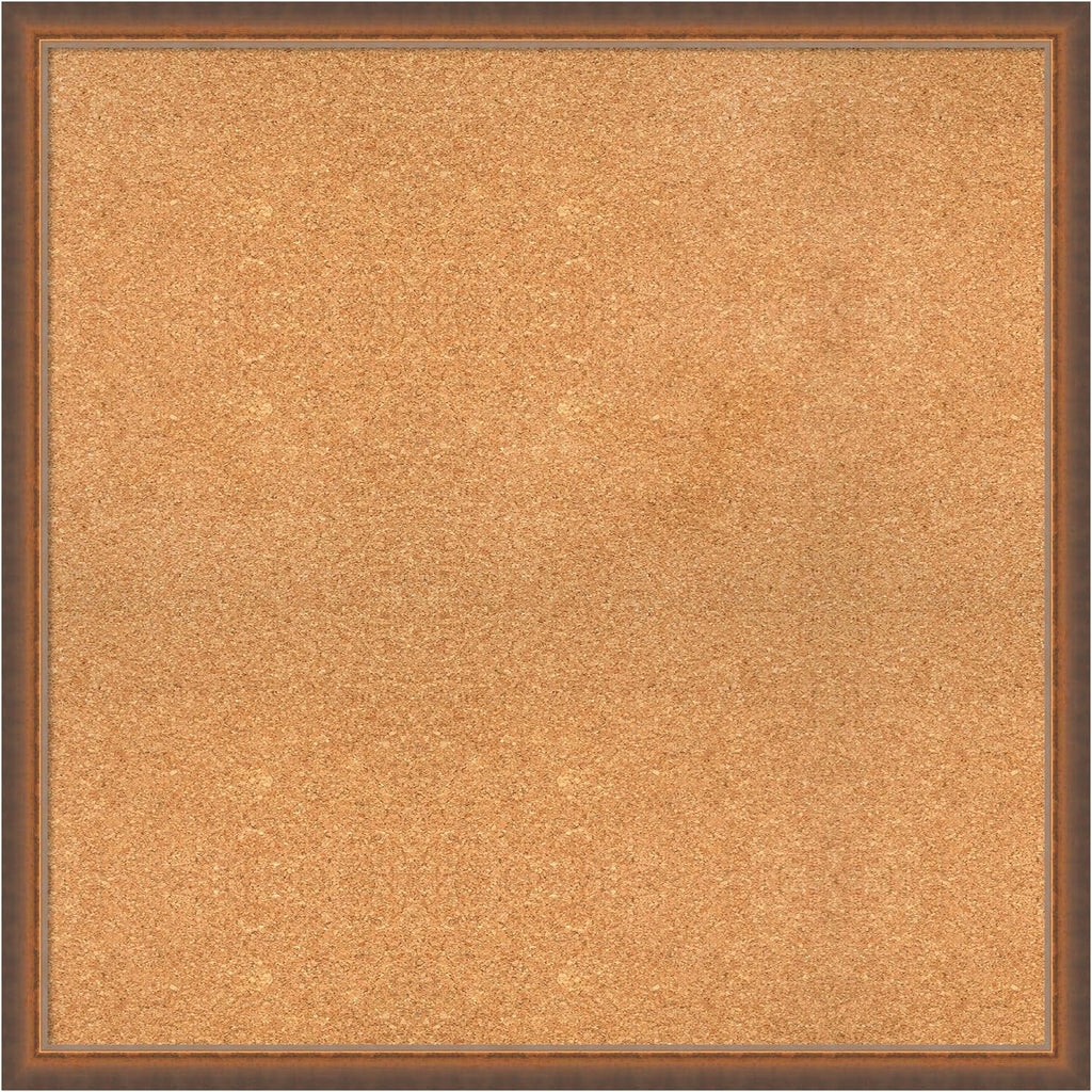 Amanti Art Natural Cork Board for Wall, 32x32 Vision Board with Bronze Frame, Large Corkboard Office Decor for Home Organization, Modern Corkboard Pinboard to Display Items for Home Organization in