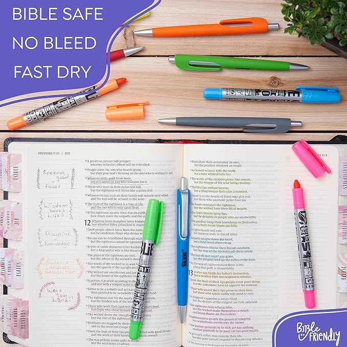BLIEVE- Bible Study Kit With Gel Highlighters And Pens No Bleed Through, Amazing Bible Highlighter and Pens Fine Tip set Planner Supplies Gifts (10 Pack)
