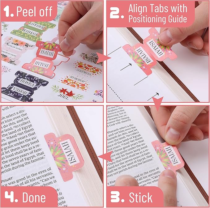 Mr. Pen- Bible Tabs, 120 pcs, Floral Design, Laminated Bible Tabs for Study Bible, Bible Tabs Old and New Testament Bible Book Tabs, Bible Tabs for Women, Tabs for Bible, Bible Index Tabs