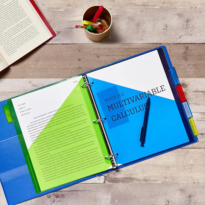 Avery Dividers for 3 Ring Binders, 5-Tab Sets, Two-Pocket Plastic Binder Dividers with Tabs, Multicolor, 3 Sets (71906)