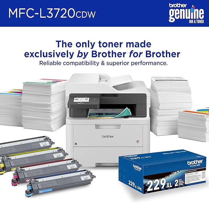 Brother MFC-L3720CDW Wireless Digital Color All-in-One Printer with Laser Quality Output, Copy, Scan, Fax, Duplex, Mobile Includes 2 Month Refresh Subscription Trial ¹ Works with Alexa