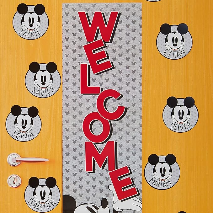 Eureka Disney Retro Mickey Mouse Paper Cut-Out Classroom Decorations for Teachers, 36 Pieces