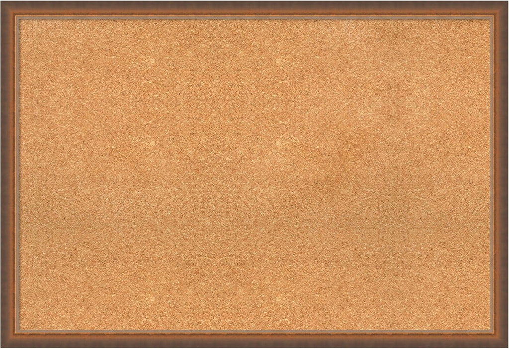 Amanti Art Natural Cork Board for Wall, 26x38 Vision Board with Bronze Frame, Large Corkboard Office Decor for Home Organization, Modern Corkboard Pinboard to Display Items for Home Organization in