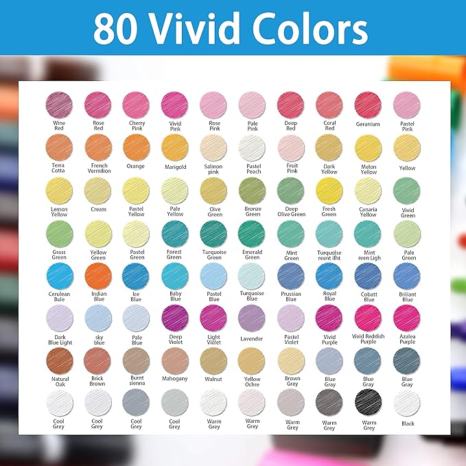 ABEIER 81 Colors Alcohol Markers Brush Tip, Brush & Chisel Dual Tip Sketch Markers for Artists, Plus 1 Blender Marker, Permanent Sketch Markers for Kids, Adults Coloring and Artist Illustration