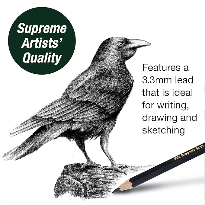 Faber-Castell 3 Count Pitt Graphite Matte Tin - HB, 2B, 4B - Matte Black Graphite Pencils