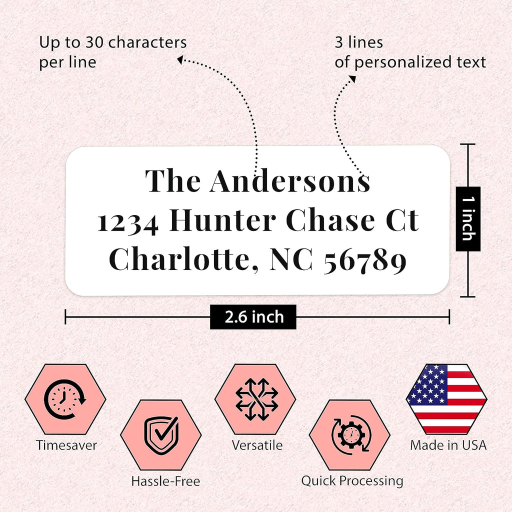 Personalized Return Address Labels Stickers - 150 Matte Custom Mailing Labels for Envelopes, Self Adhesive Flat Sheet Rectangle Personalized Name Stickers