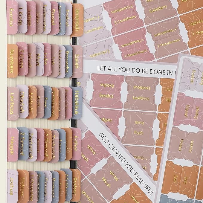 Mr. Pen- Bible Tabs, 75 Tabs, Honeycomb Hues, Gold Embossed Lettering, Laminated Bible Tabs for Women and Men, Bible Tabs for Study Bible Index Tabs, Bible Book Tabs, Bible Labels Tabs