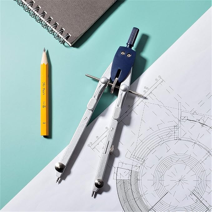 Mr. Pen- Professional Metal Compass with Wheel and Lock for Geometry, Compass Geometry Tool, Drawing Compass, Drafting Compass, Math Compass, Geometry Compass, Compass Drawing Tool, Compass Math