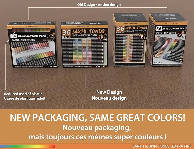 36 Acrylic Paint Pens Skin and Natural Earth Tone Marker Set For Rock Painting, Canvas, Mugs, Glass, Plastic, Wood, Metal, Fabric, Scrapbooking, Most Surfaces. Quick Drying Waterbased (MEDIUM)