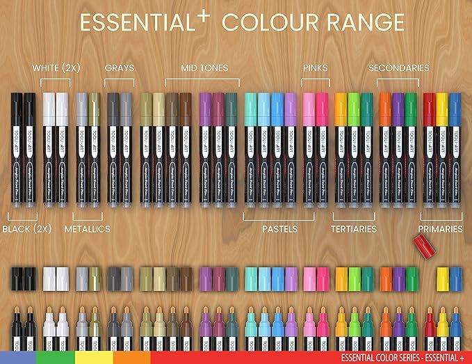 Acrylic Markers, Paint Pens Assorted Vibrant Markers for Rock Painting, Canvas, Glass, Mugs, Wood, Ceramic, Fabric, Metal, Scrapbooking. Non Toxic, Quick Dry, Multi-Surface, Lightfast (MEDIUM)