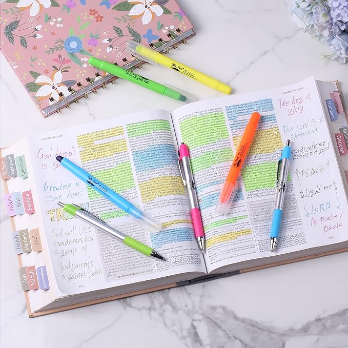 Mr. Pen- Bible Highlighters and Pens No Bleed, 8 Pack, Bible Journaling Kit, Bible Pens No Bleed Through, Gel Highlighters/Markers Bible Study Kit, Christian Gifts