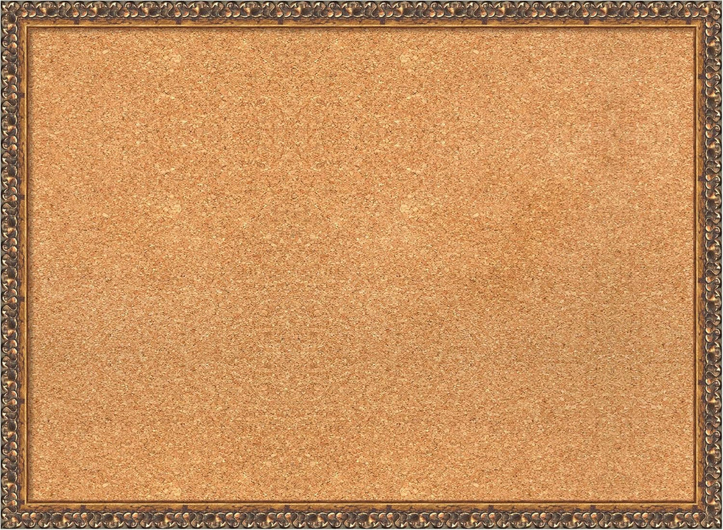 Amanti Art Natural Cork Board for Wall, 22x30 Vision Board with Bronze Frame, Medium Corkboard Office Decor for Home Organization, Traditional Corkboard Pinboard to Display Items for Home